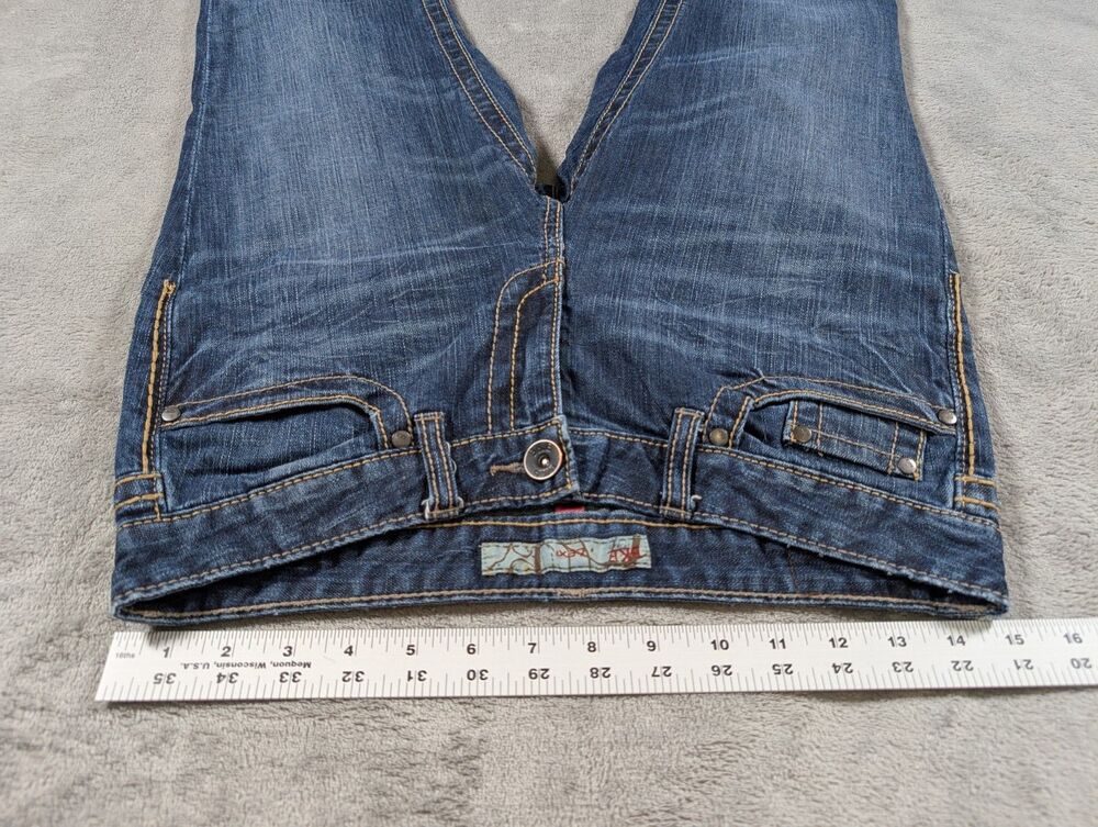 BKE Lexi Crop Jeans Womens 29 Blue Raw Hem Stretch Bling Buckle Denim Casual - Picture 7 of 10